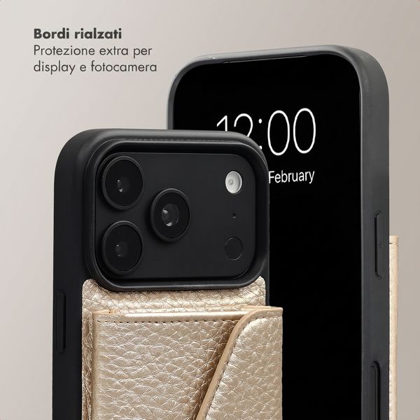Selencia Cover per telefono Sera con cordino e portacarte a busta Apple iPhone 18 Pro / 17 Pro - Champagne