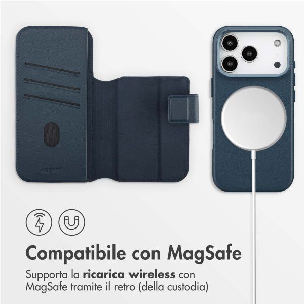 Accezz Cover in pelle 2 in 1 con MagSafe Apple iPhone 17 Pro - Nightfall Blue