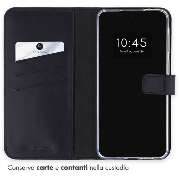 Selencia Cover a libro in vera pelle Samsung Galaxy A37 (5G) - Nero