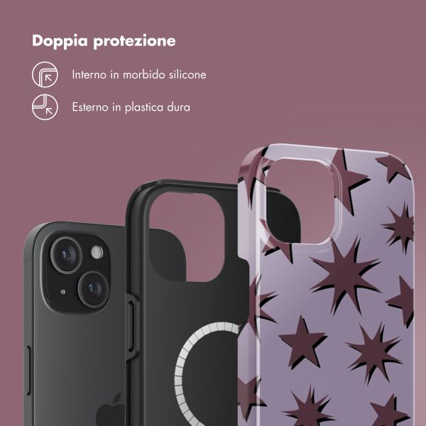 Selencia Cover posteriore Vivid con MagSafe Apple iPhone 15 - Stars Plum Lilac
