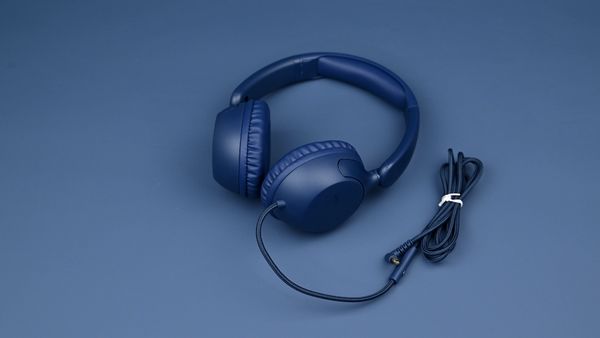 imoshion Cuffie per bambini con filo - cavo AUX - limitatore di decibel - Denim Blue