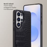 Selencia Cover per telefono Nova Croco con cordino e portacarte Samsung Galaxy S26 Ultra - Nero