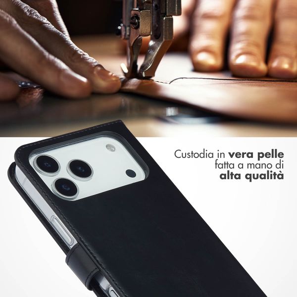 Selencia Cover a libro in vera pelle Apple iPhone 17 Pro Max - Nero