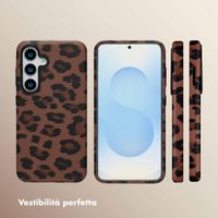 Selencia Cover Sabi Stampa pantera con MagSafe Samsung Galaxy S25 - Mocha Brown