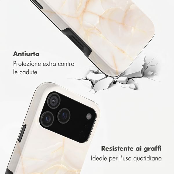 Selencia Cover Posteriore Vivid Apple iPhone 18 Pro - Golden Beige Marble
