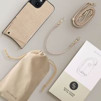 Selencia Cover per telefono Nova Croco con cordino e portacarte Apple iPhone 14 / 13 - Beige