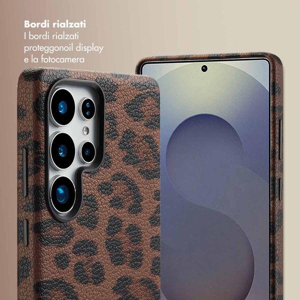 Selencia Cover Sabi Stampa pantera con MagSafe Samsung Galaxy S25 Ultra - Mocha Brown