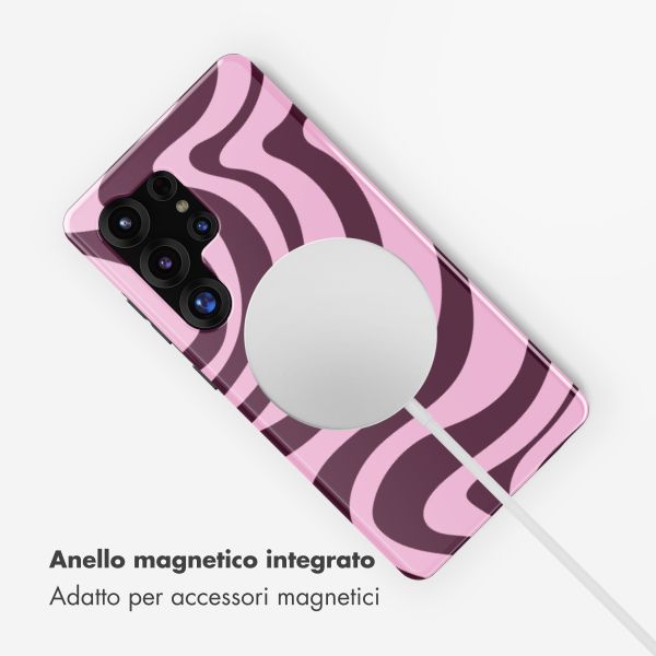 Selencia Cover posteriore Vivid con MagSafe Samsung Galaxy S25 Ultra - Wavy Swirl Pink Plum