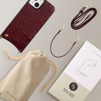 Selencia Cover per telefono Nova Croco con cordino e portacarte Apple iPhone 14 / 13 - Burgundy