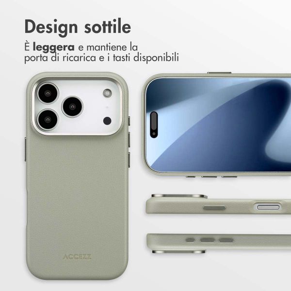 Accezz Cover in Pelle con MagSafe Apple iPhone 17 Pro - Light Grey