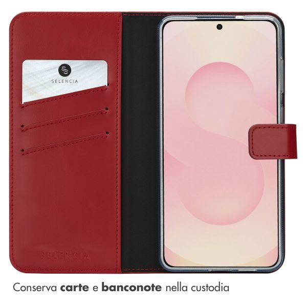 Selencia Cover a libro in vera pelle Samsung Galaxy S25 Edge - Rosso