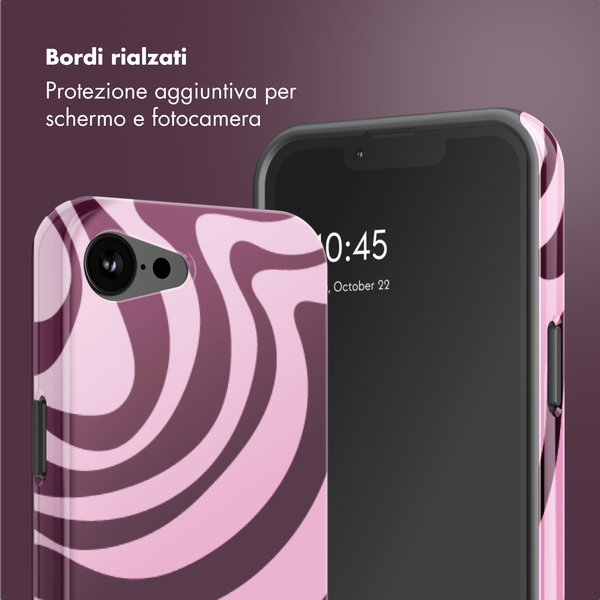 Selencia Cover posteriore Vivid con MagSafe Apple iPhone 17e / 16e - Wavy Swirl Pink Plum