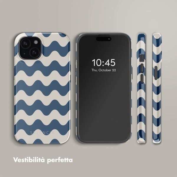 Selencia Cover posteriore Vivid con MagSafe Apple iPhone 15 - Wave Vibes Classic Blue