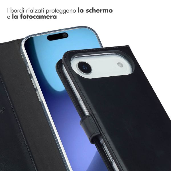 Selencia Cover a libro in vera pelle Apple iPhone Air - Nero