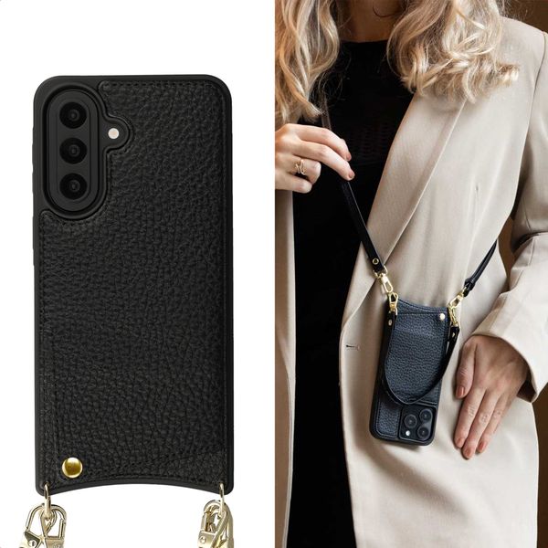 Selencia Cover per telefono Nova con cordino e portacarte Samsung Galaxy A57 (5G) - Nero