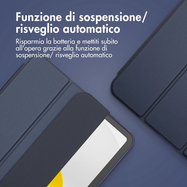Accezz Cover a libro in silicone Smart Apple iPad 11 (2025) 11 pollici A16 / iPad 10 (2022) 10.9 pollici - Blu scuro
