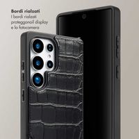 Selencia Cover per telefono Nova Croco con cordino e portacarte Samsung Galaxy S25 Ultra - Nero
