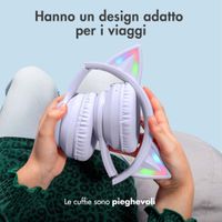 imoshion Cuffie wireless per bambini LED Light Cat Ear - Limitatore di Decibel - Con cavo AUX - Lavender Lilac
