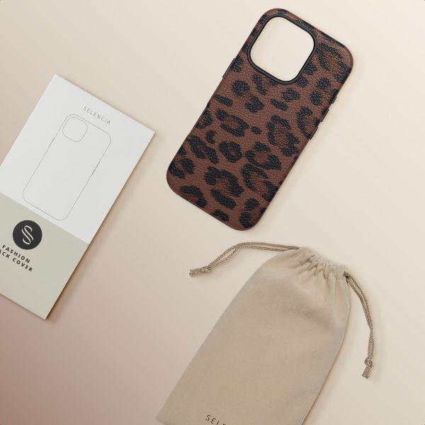 Selencia Cover Sabi Stampa pantera con MagSafe Apple iPhone 16 Pro - Mocha Brown