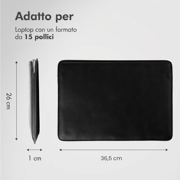 Accezz Custodia per laptop in pelle 15 pollici - Nero