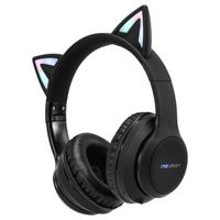 imoshion Cuffie wireless per bambini LED Light Cat Ear - Limitatore di decibel - Con cavo AUX - Nere