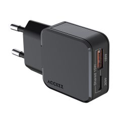 Accezz Caricabatterie GaN Ultra Slim - USB-C + USB-A - 30 W - Nero