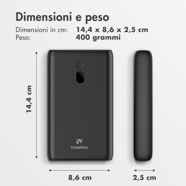 imoshion Powerbank 20.000 mAh - Quick Charge e Power Delivery - 100W - Nero