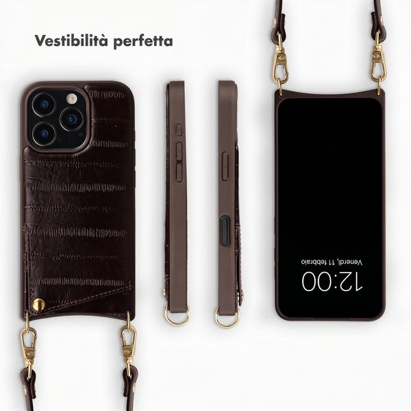 Selencia Nova cover posteriore in vera pelle con portacarte Apple iPhone 16 Pro - Dark Chocolate