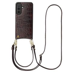 Selencia Cover per telefono Nova Croco con cordino e portacarte Samsung Galaxy A57 (5G) - Choco Brown