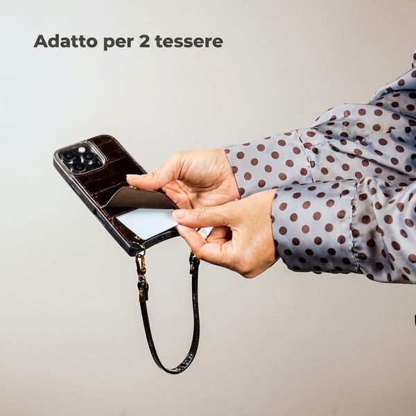 Selencia Nova cover posteriore in vera pelle con portacarte Apple iPhone 14 Pro - Dark Chocolate