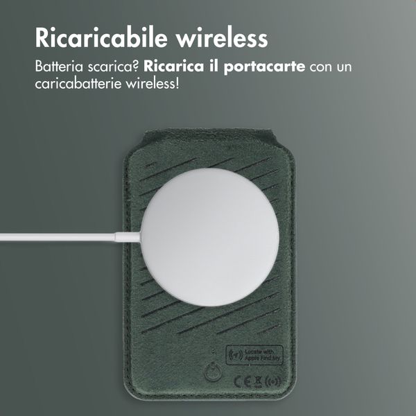 Accezz Portafoglio in pelle magnetico con supporto - Compatibile con Apple Find My - Cedar Green