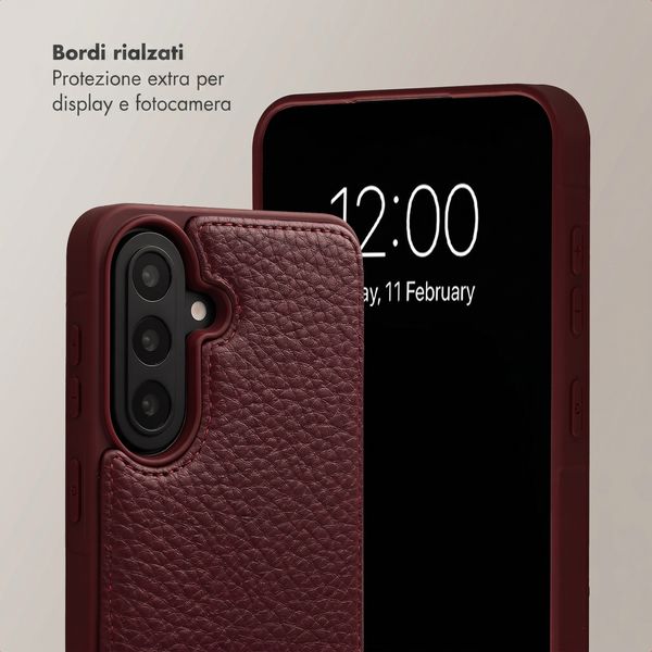 Selencia Cover per telefono Nova con cordino e portacarte Samsung Galaxy A57 (5G) - Bold Burgundy