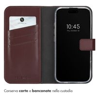 Selencia Cover a libro in vera pelle Apple iPhone 16 Pro - Marrone