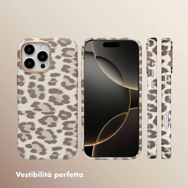 Selencia Cover Sabi Stampa pantera con MagSafe Apple iPhone 16 Pro Max - Soft Ivory