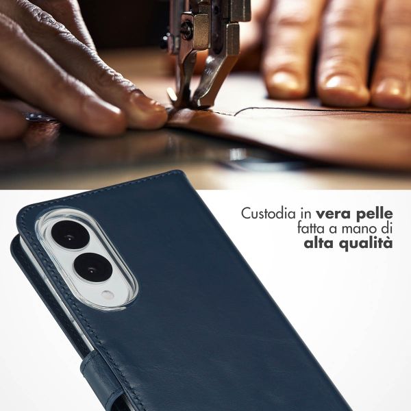 Selencia Cover a libro in vera pelle Samsung Galaxy S25 Edge - Blu scuro