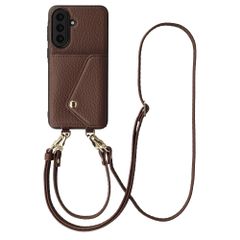 Selencia Cover per telefono Sera con cordino e portacarte a busta Samsung Galaxy A57 (5G) - Chocolate Brown