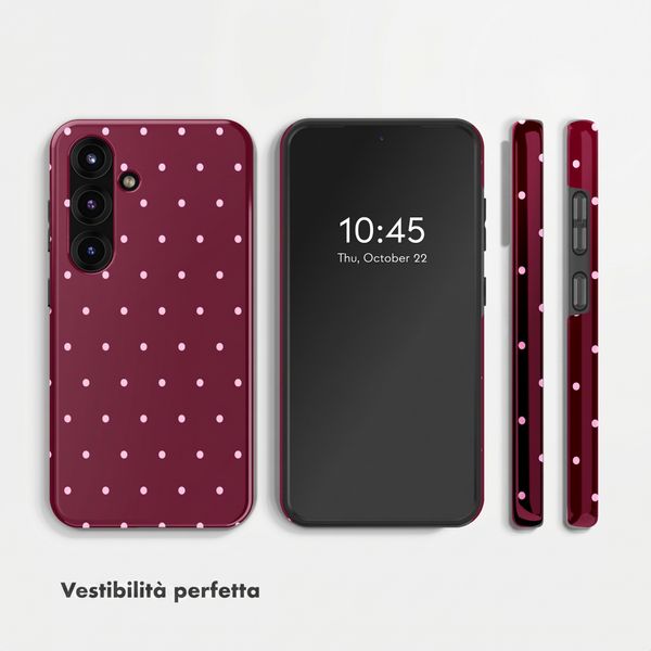 Selencia Cover posteriore Vivid con MagSafe Samsung Galaxy S25 - Happy Dots Burgundy