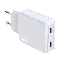 Accezz Caricabatterie GaN Ultra Slim - 2x USB-C - 65 W - Bianco