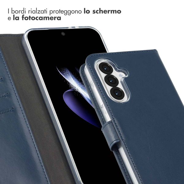 Selencia Cover a libro in vera pelle Samsung Galaxy A36 / A56 - Blu