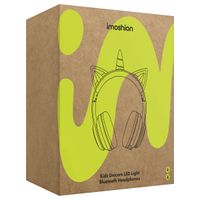 imoshion Cuffie wireless per bambini con LED a forma di unicorno - Limitatore di decibel - Con cavo AUX - Pink / Hot Pink