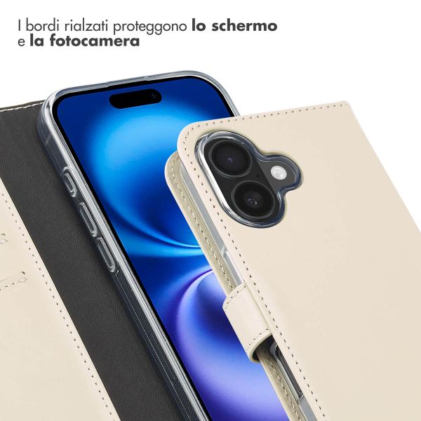 Selencia Cover a libro in vera pelle Apple iPhone 16 - Greige