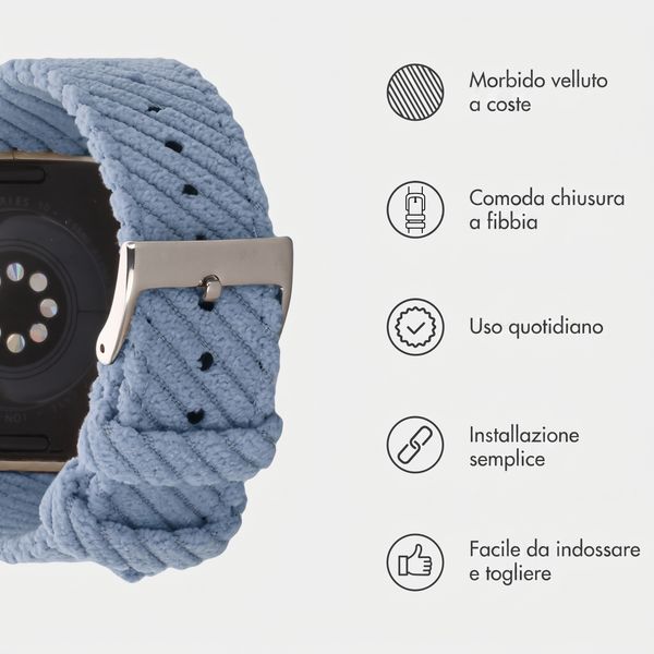 imoshion Cinturino in velluto a coste Apple Watch | 44/45/46/49 mm - Azzurro