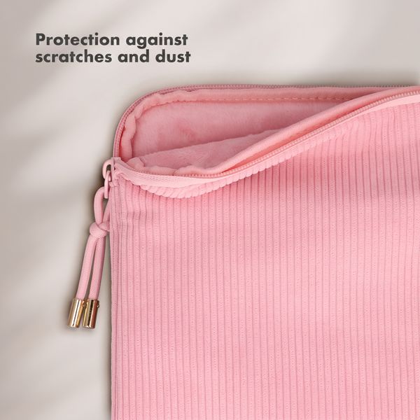Selencia Cover per laptop in velluto a coste 13-14 pollici - Sleeve per laptop - Soft Blush