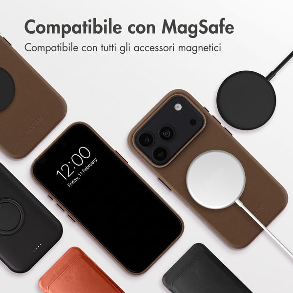 Accezz Cover in Pelle con MagSafe Apple iPhone 18 Pro / 17 Pro - Marrone caffè