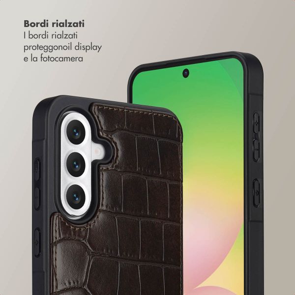 Selencia Cover per telefono Nova Croco con cordino e portacarte Samsung Galaxy A56 - Choco Brown