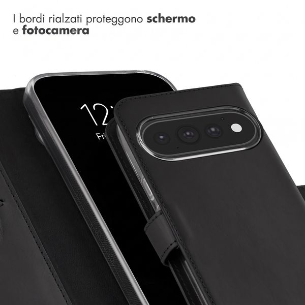 Selencia Cover a libro in vera pelle Google Pixel 11 / 11 Pro - Nero
