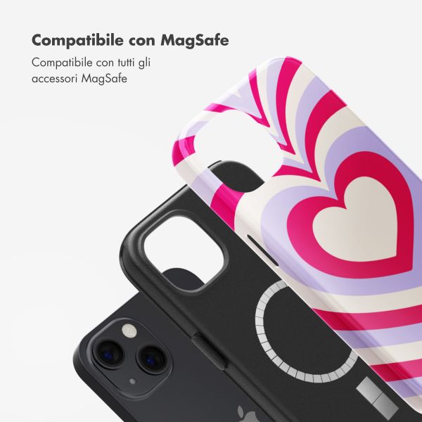 Selencia Cover posteriore Vivid con MagSafe Apple iPhone 13 - Double Hearts Rubine Red Lilac