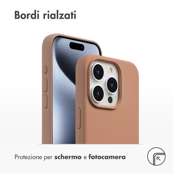 Accezz Cover in silicone liquido con MagSafe Apple iPhone 15 Pro Max - Marrone chiaro