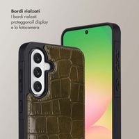 Selencia Cover per telefono Nova Croco con cordino e portacarte Samsung Galaxy A56 - Dark Olive