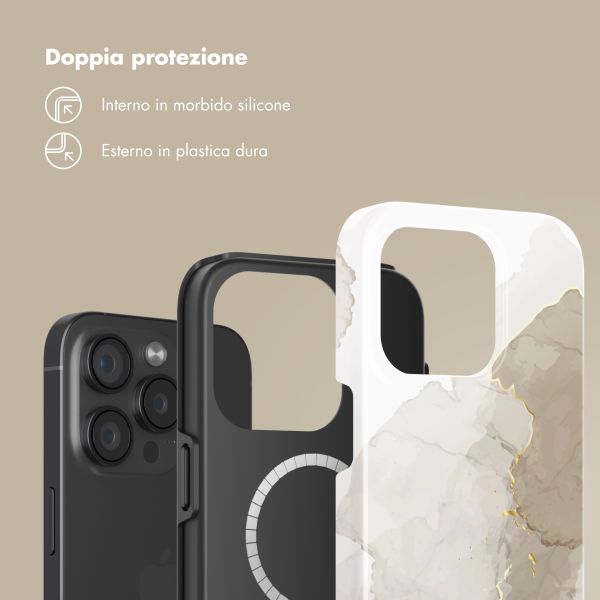 Selencia Cover posteriore Vivid con MagSafe Apple iPhone 15 Pro - Marble Light Brown